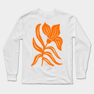 Orange Stylized Tulip Long Sleeve T-Shirt